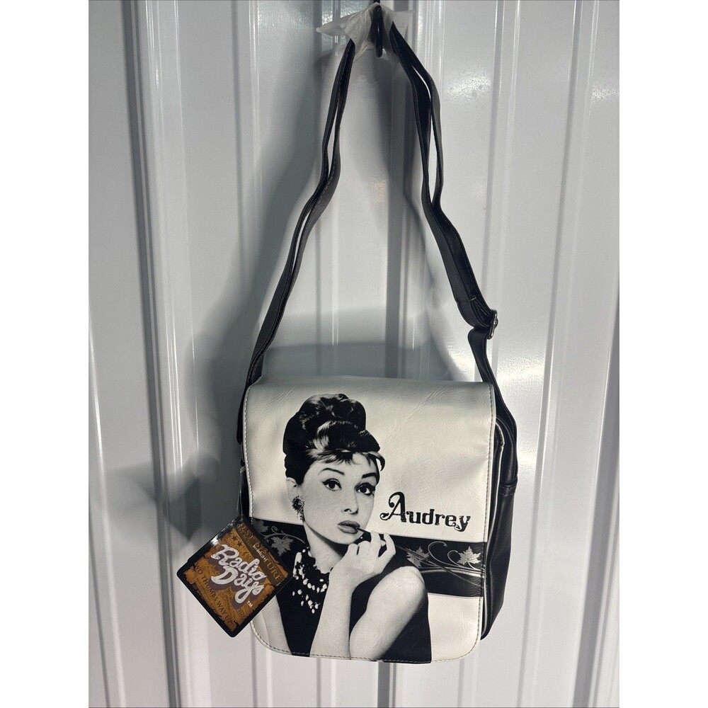 Audrey Hepburn Y2k Radio Days Messenger Bag Black And White NWT